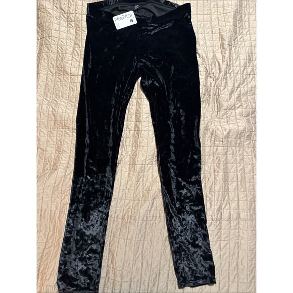 Memoi Crushed Velvet Stretch Leggings Navy L/xl - Picture 1 of 6